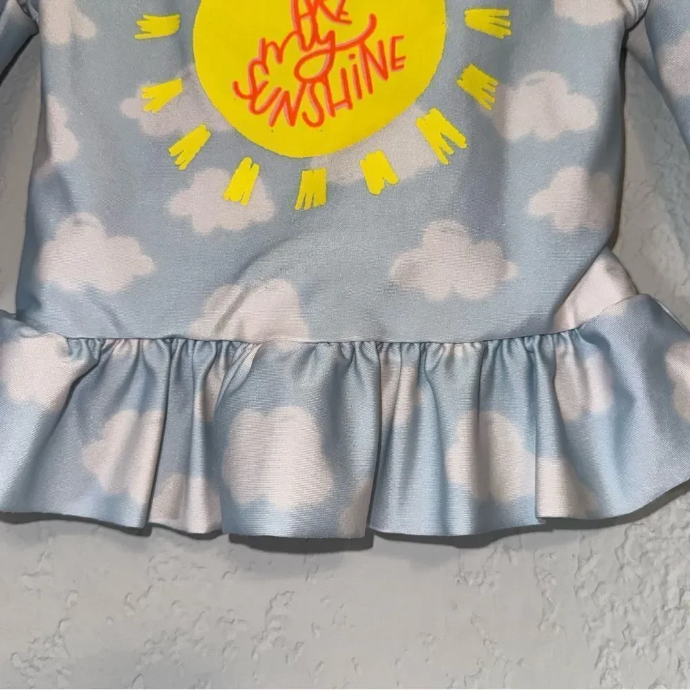 Kid's Cat & Jack Blue Cloud Long Sleeve Rashguard Swim Top